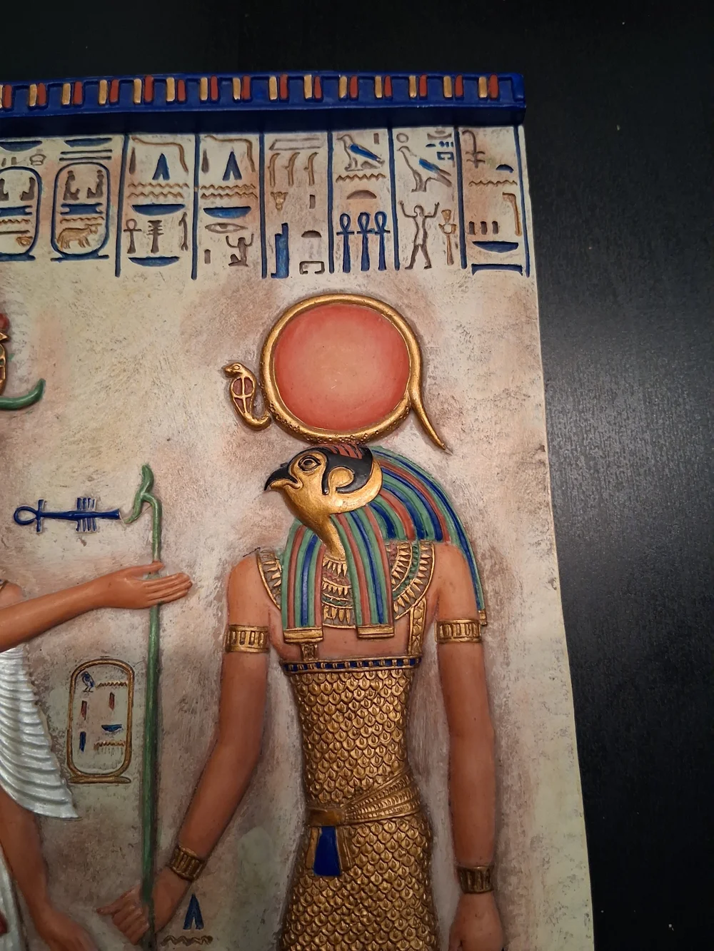 Egyptian Relief Wall Art – White, Gold, Blue
